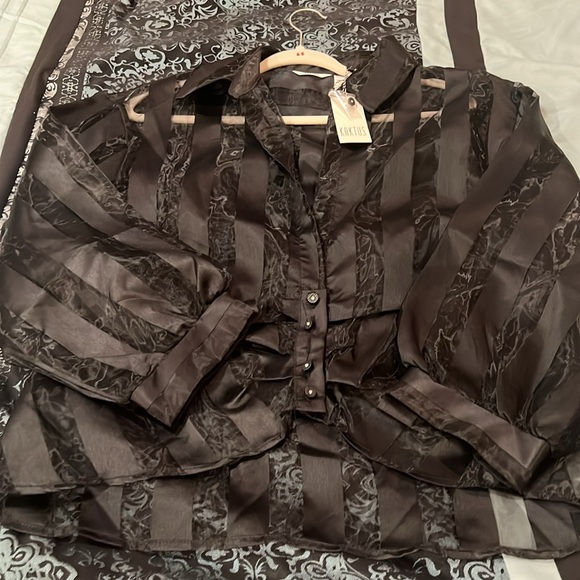 KAKTUS WOMENS Black Textured Blouse, new with tags, size large - Picture 6 of 8